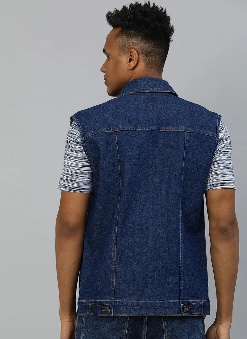 Urbano Fashion  Urbano Fashion Men's Blue Regular Fit Washed Sleeveless Denim Jacket for Men | Best Price UAE